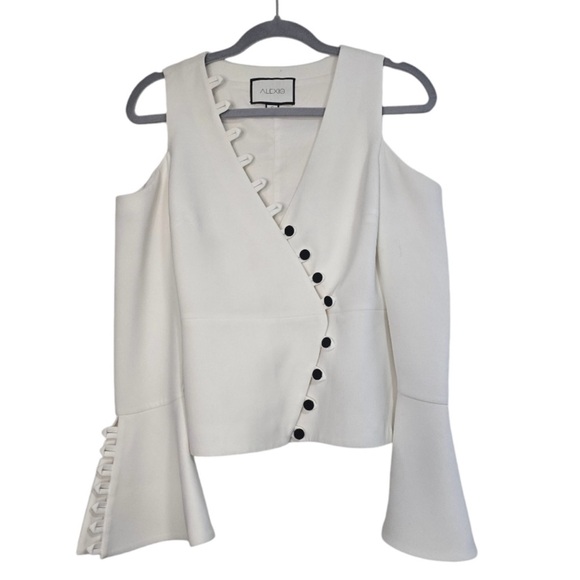 ALEXIS White Noere Cold Shoulder Asymmetrical Tux Top - Picture 4 of 4